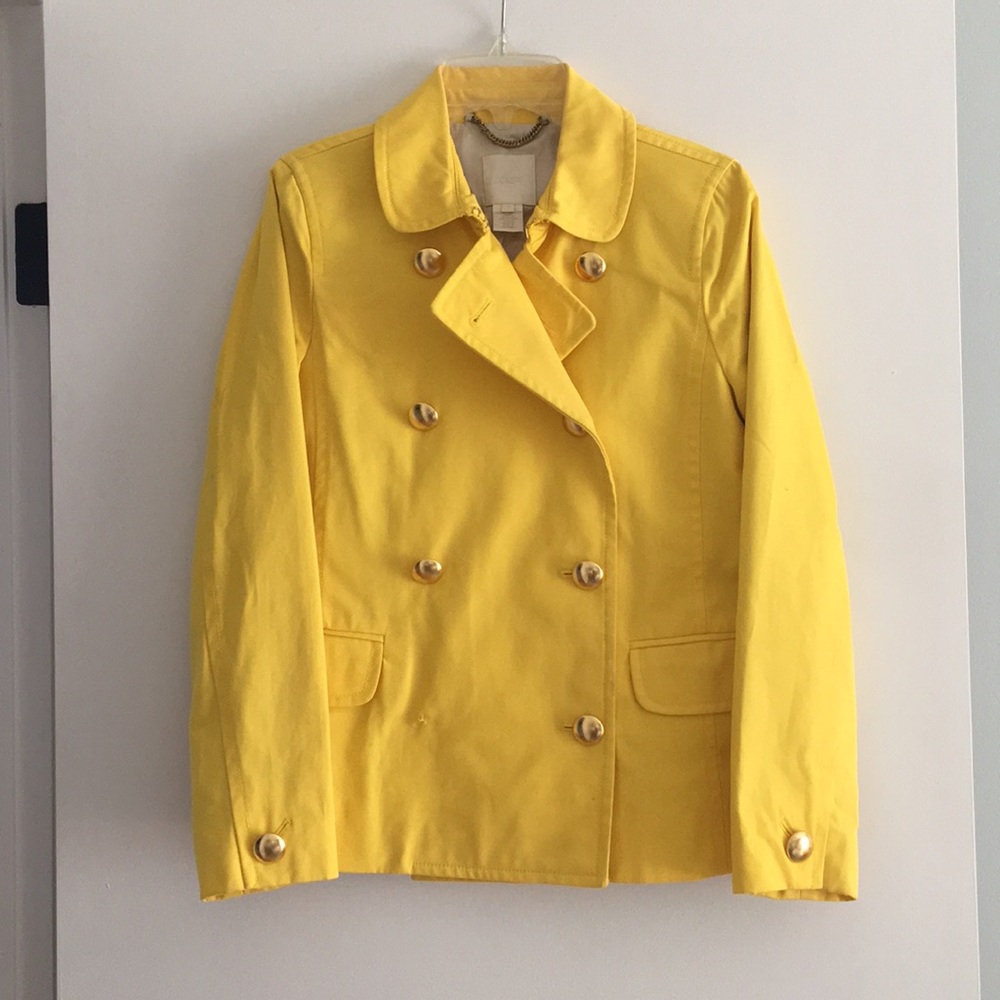 JCrew Yellow Double-Breasted Coat/Pea Coat.